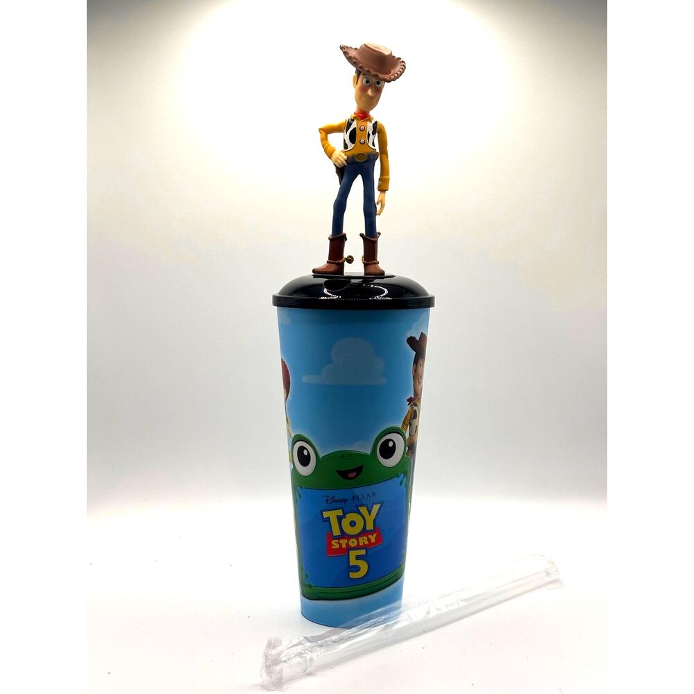 New Toy Story 5 Collectible Plastic Cup, with Woody Figurine. Lid & Straw